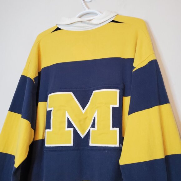 Vintage 90s Michigan University Wolverines Nike Long sleeve Rugby Shirt Size 2XL - Picture 4 of 6
